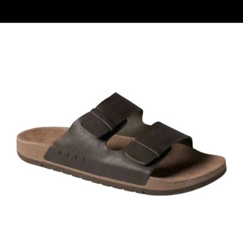 Reef Men's Ojai Two Bar Cushioned Footbed Brown Leather Sandal CJ5525 - Picture 8 of 9